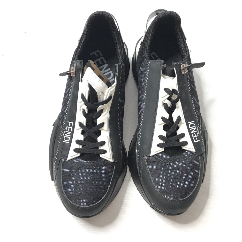 Fendi Flow Sneakers Size 42 US 9 Black White Shoes